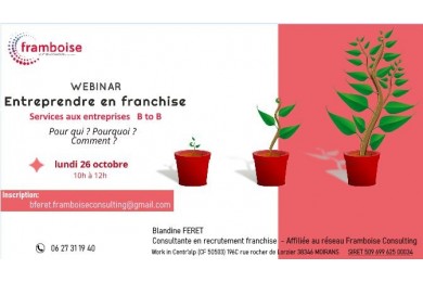 Webinar : entreprendre en franchise le 26 octobre !